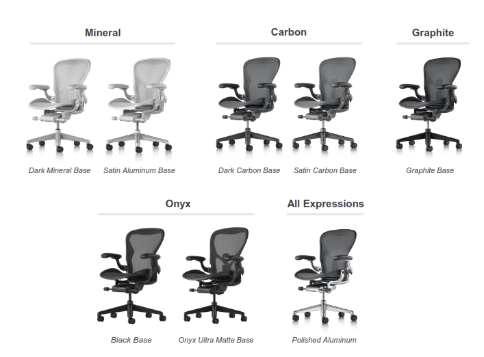 Aeron Chair Size B & C no arms Graphite IN STOCK designcraft